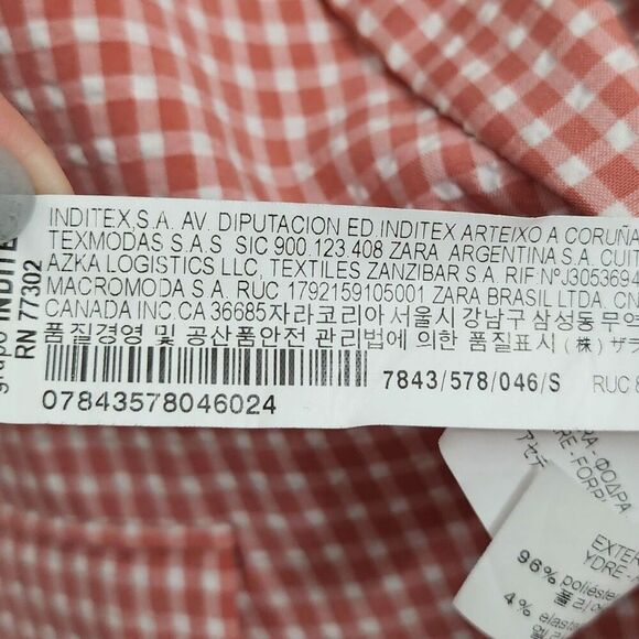 Zara Blazer Small Gingham Pink & White Jacket Bloggers Favorite Pockets Collared - Picture 6 of 10